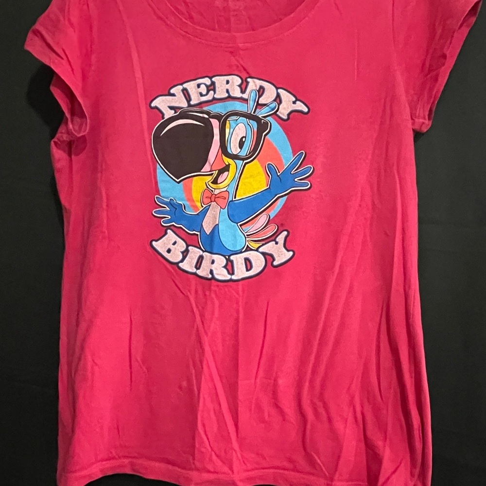 Vibrant Pink Nerdy Birdy Graphic Tee